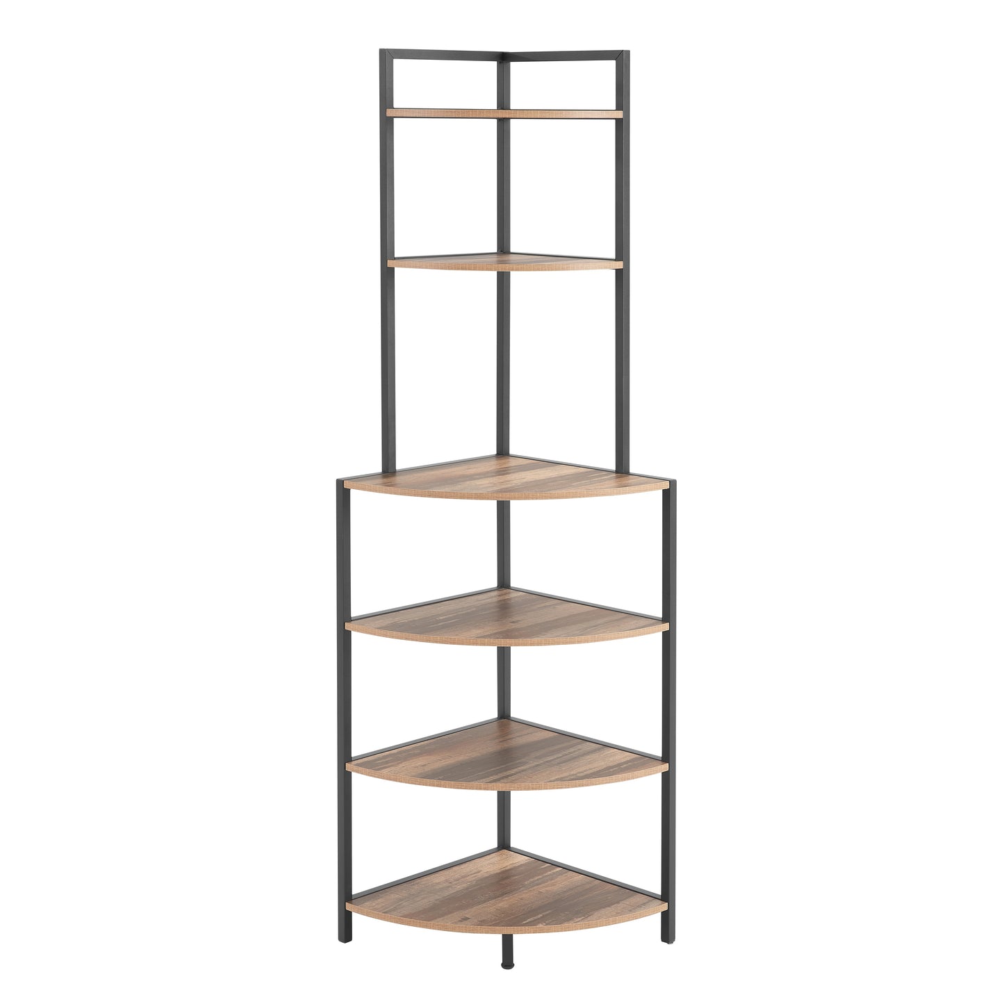 6-story corner open bookshelf modern bookshelf wooden frame independent bookshelf unit, country brown - Tampa Home & Garden Store
