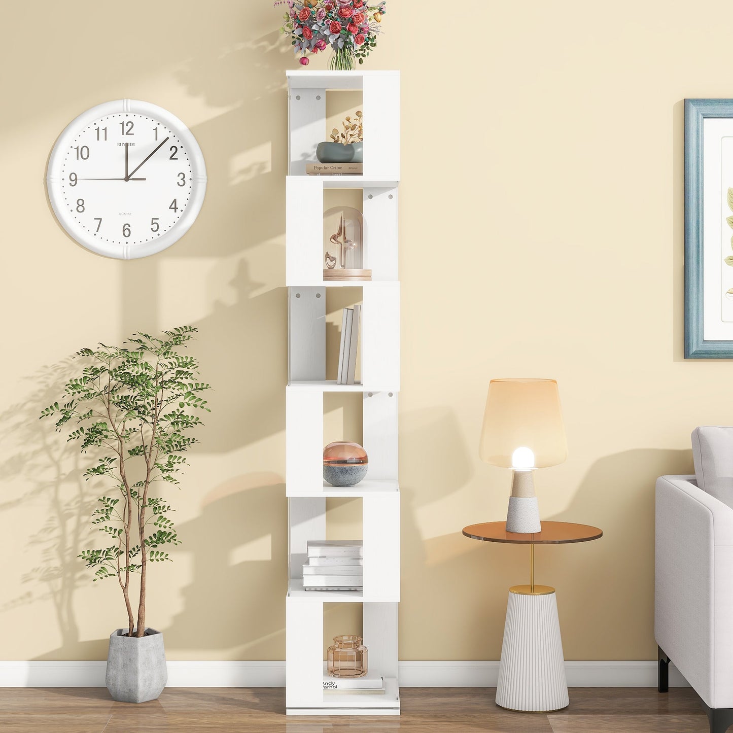 6-layer rotating acrylic board simple bookshelf, multi-functional creative bookshelf for students in the living room - Tampa Home & Garden Store