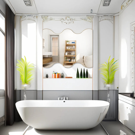 Wall Mirror 30x35 Inch Black Rectangular Frame VIP Digital Presence in a modern bathroom on Tampa Home & Garden Store