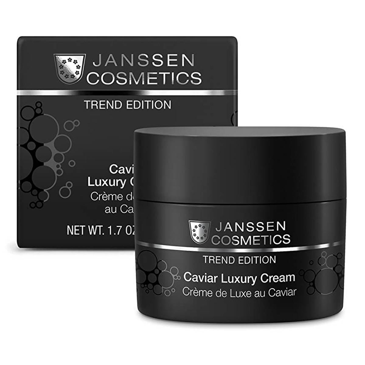 Janssen Cosmetics Caviar Luxury Cream jar and matching black box, Trend Edition packaging on Tampa Home & Garden Store