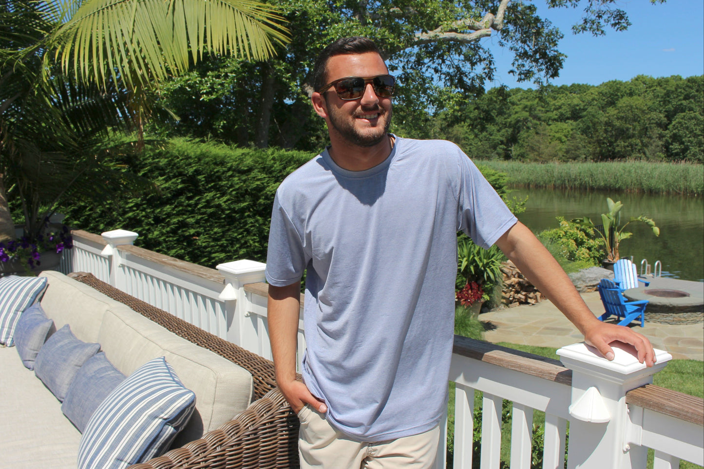 Bimini Performance Tee, light blue short-sleeve tee by White Water Life on Tampa Home & Garden Store