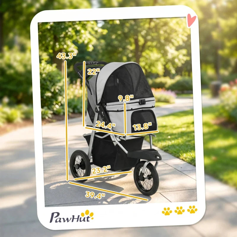 Compact all-terrain pet stroller black gray PawHut on Tampa Home & Garden Store