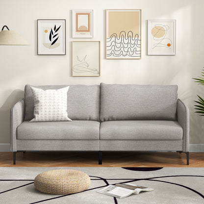 Moderno sofá biplaza de 76 pulgadas para apartamento o dormitorio con patas de metal - Gris