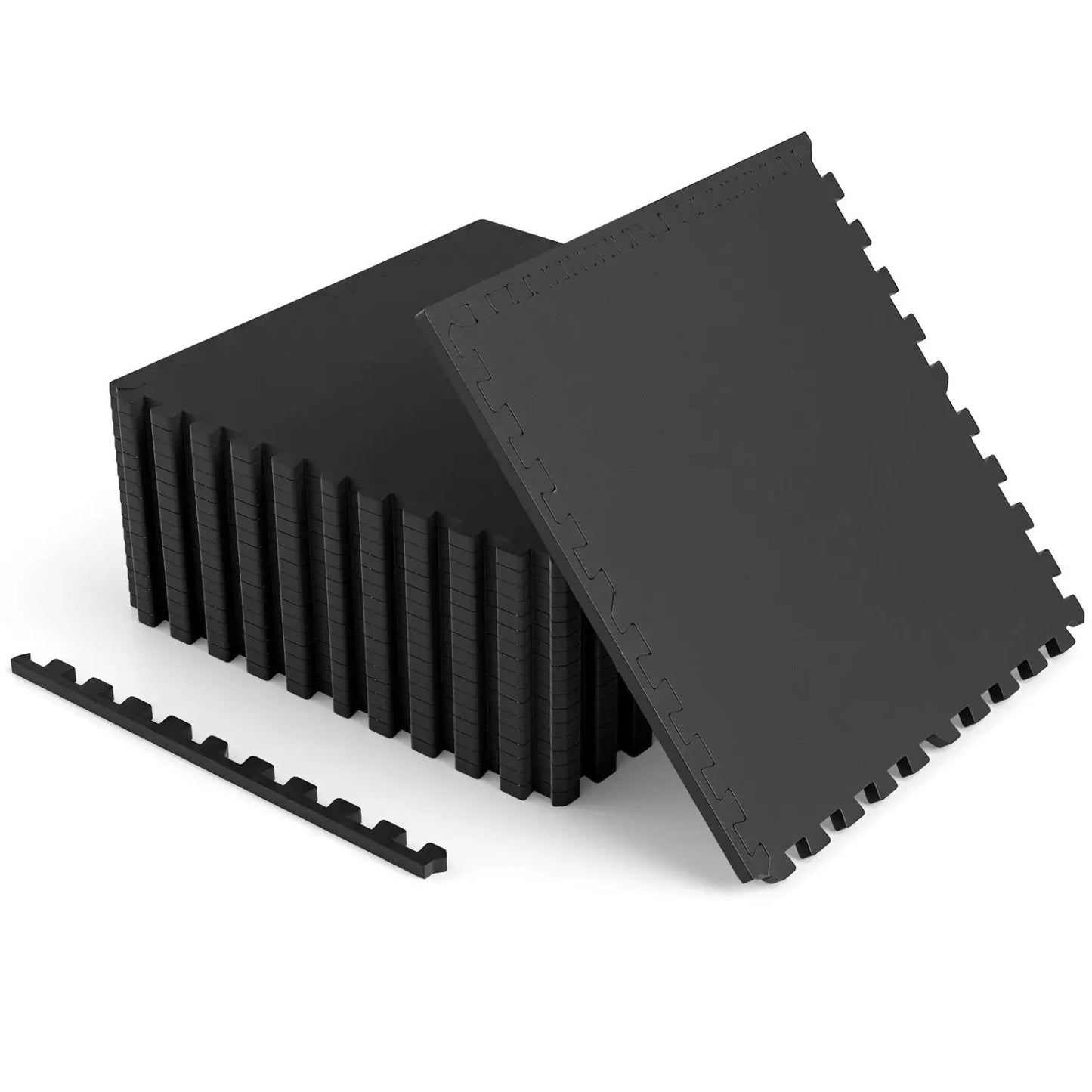 Interlocking Rubber Exercise Mat with Borders