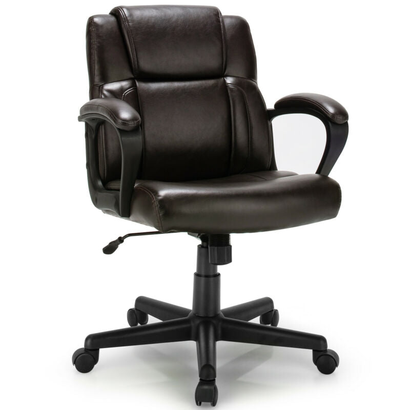 Sillón Ejecutivo de Oficina de Cuero Ajustable Silla de Escritorio para Computadora con Apoyabrazos
