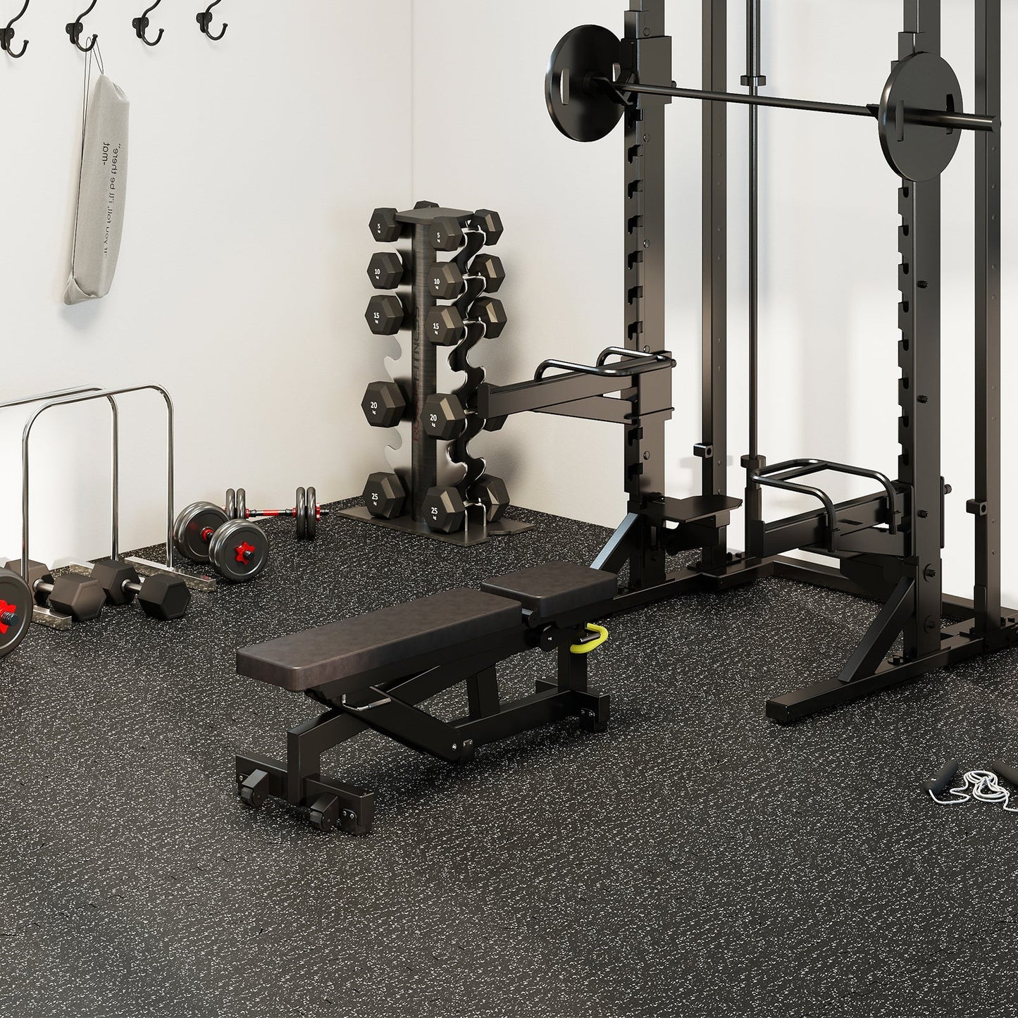 0.79 inch Thick Rubber Top Exercise Mat 48 Sq Ft with Boarders