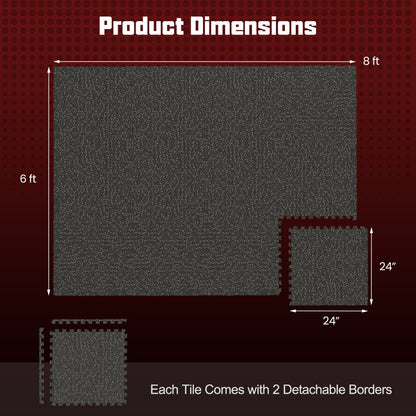 Interlocking Rubber Exercise Mat 48 Sq Ft Borders