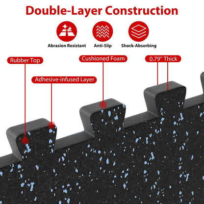 Interlocking Rubber Exercise Mat 48 Sq Ft Borders