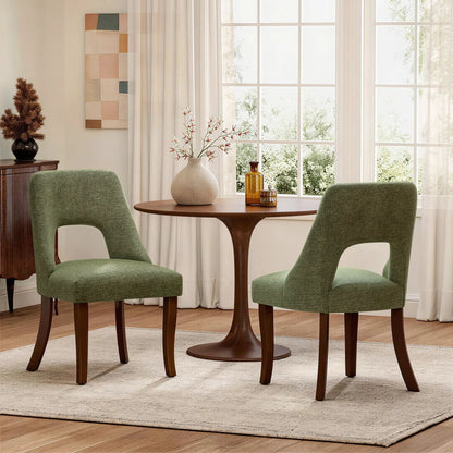 Upholstered green dining chairs with curved wooden legs set of 2 on Tampa Home & Garden Store