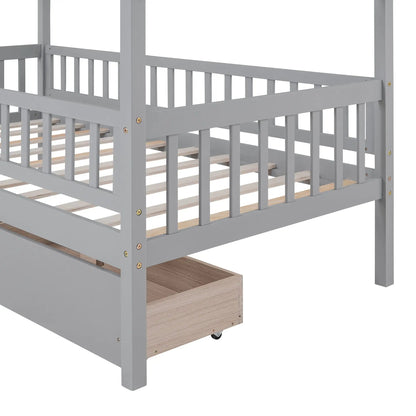 House Bed With 2 Drawers storage bed gray finish with under-bed drawers Unique Piece Furniture on Tampa Home & Garden Store