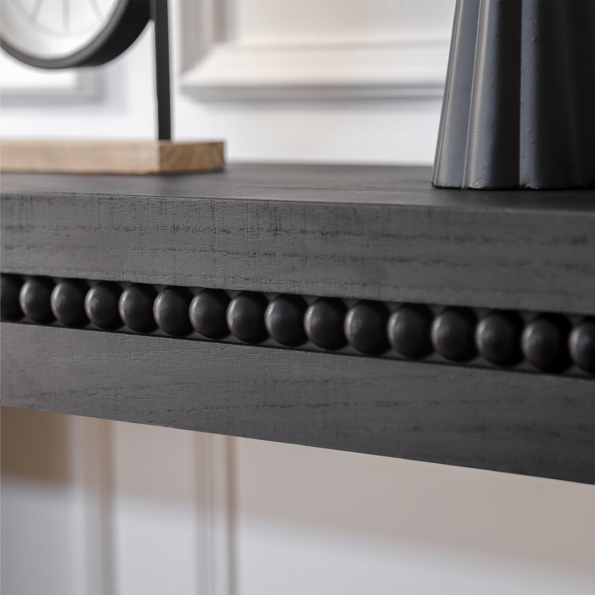 64in Modern Black Wood Console Table with decorative beaded trim, HouseOfZazla entryway piece on Tampa Home & Garden Store
