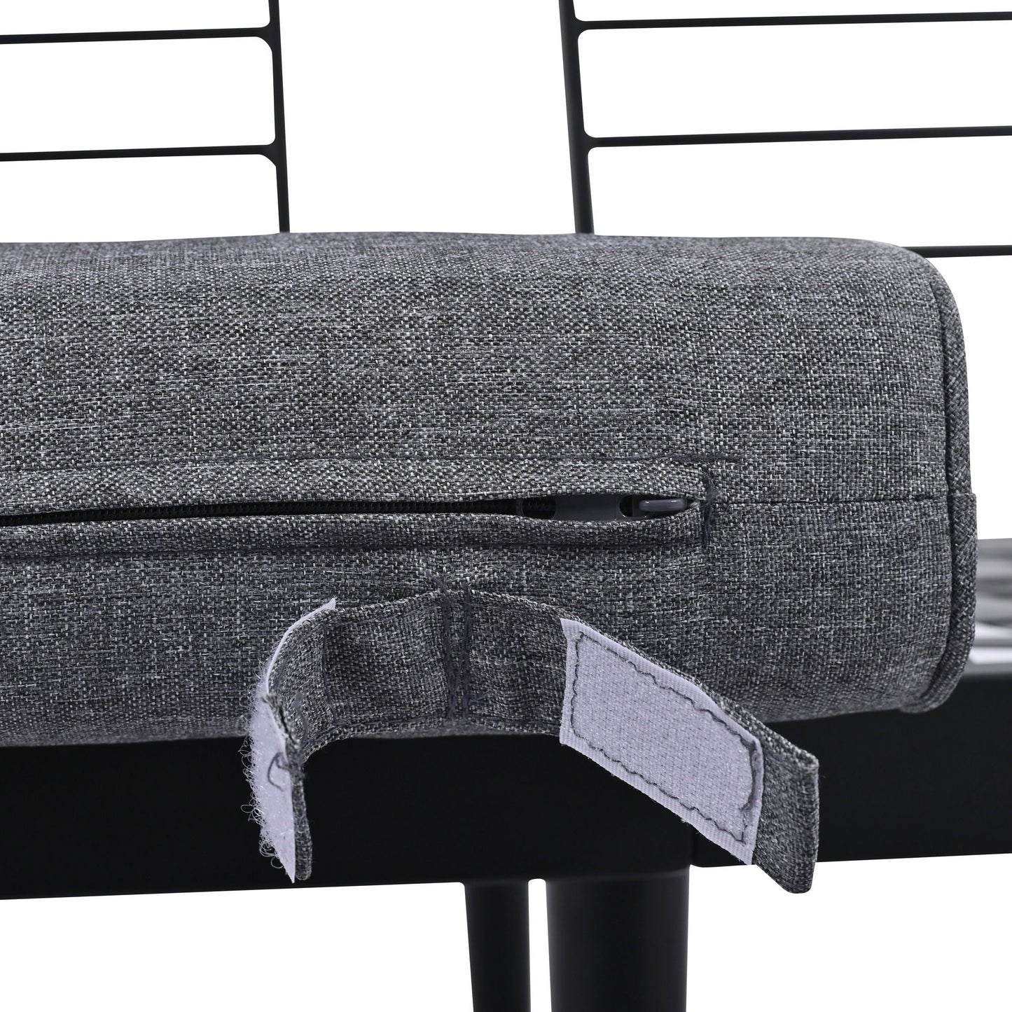 Modern outdoor sectional sofa in dark gray textured fabric with black metal frame on Tampa Home & Garden Store