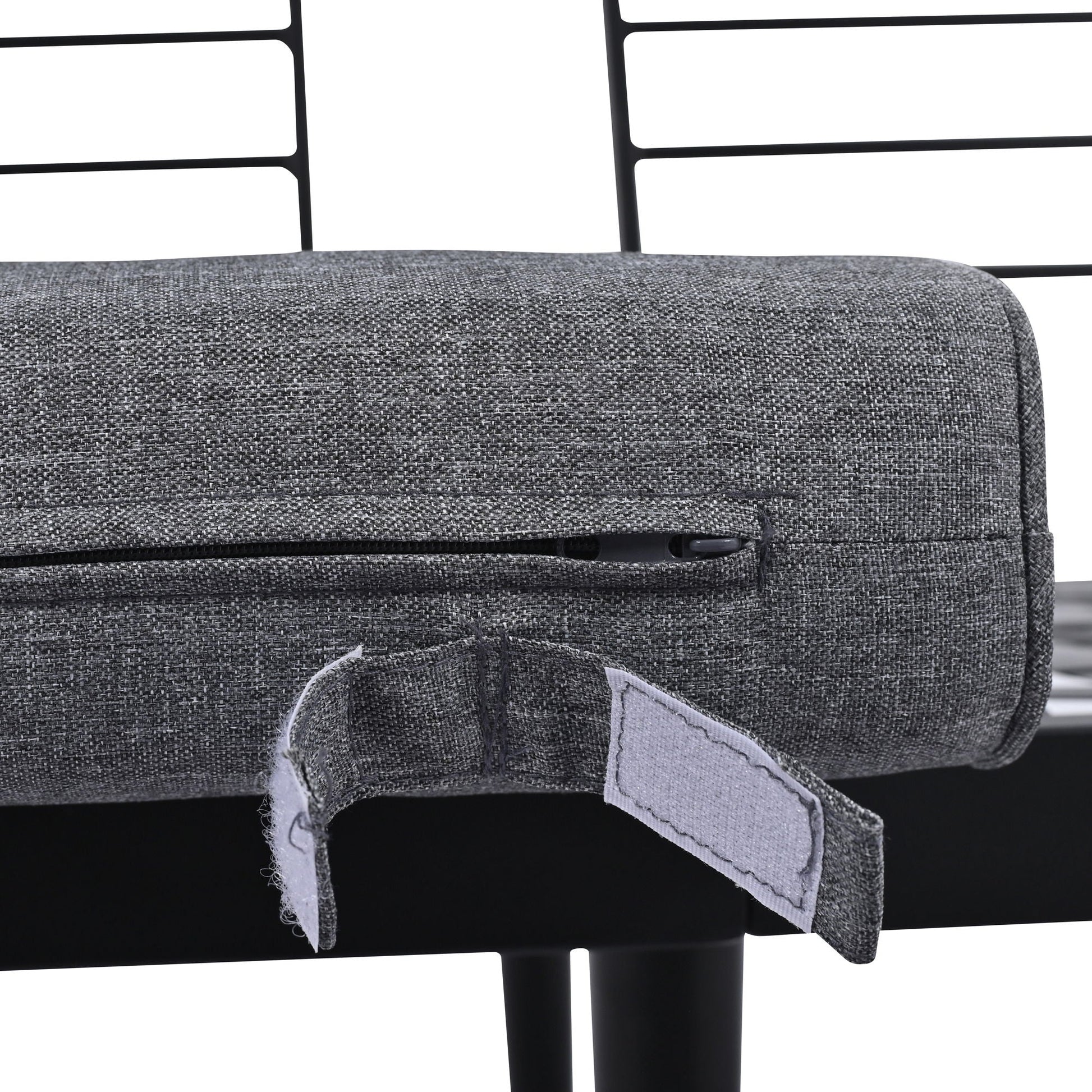 Modern outdoor sectional sofa in dark gray textured fabric with black metal frame on Tampa Home & Garden Store