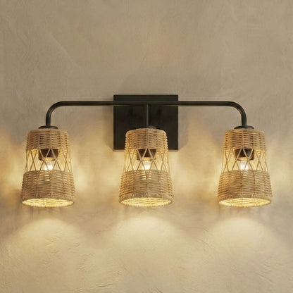 Moonlit Three Lights Wall Sconce with Shade Black