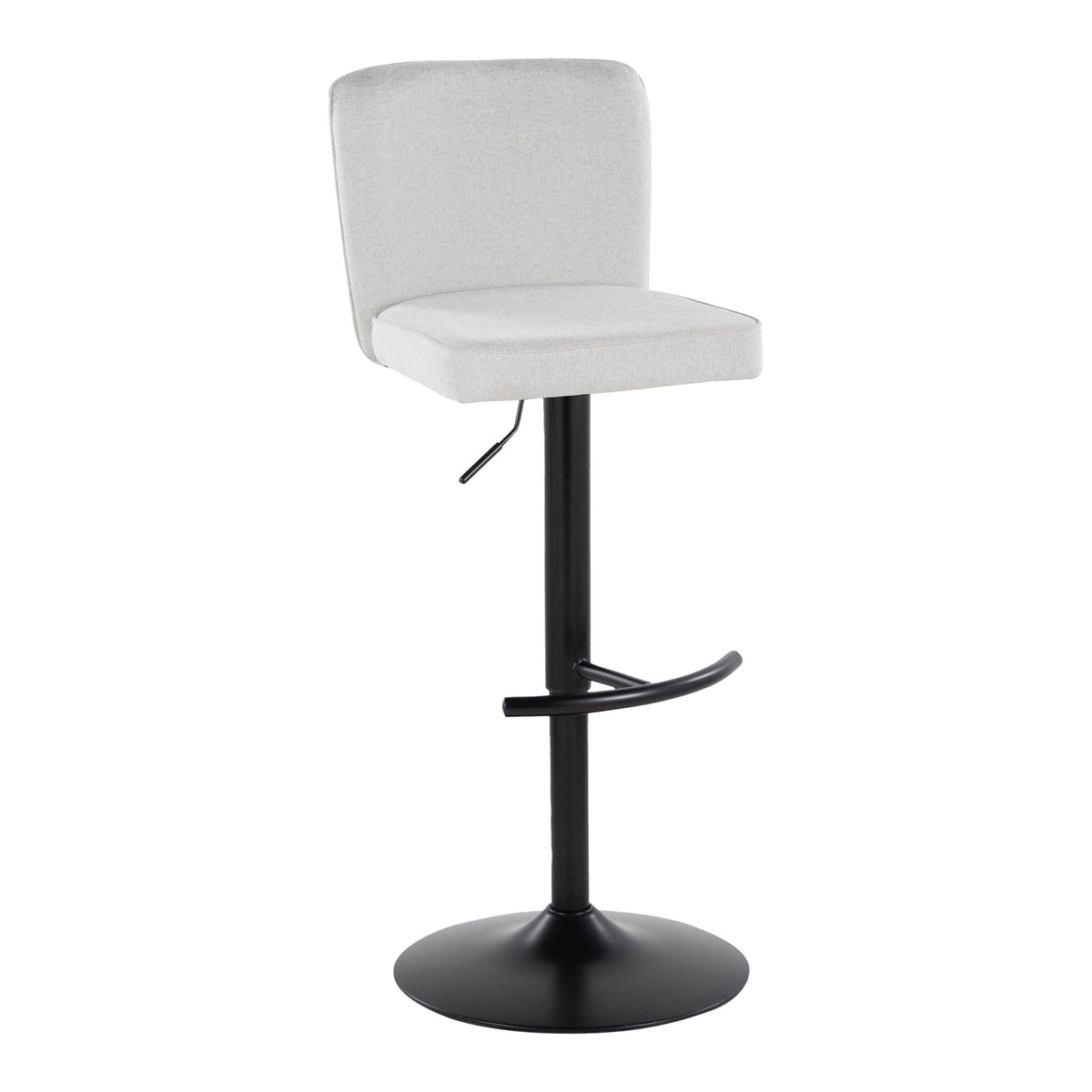 Barstool set with adjustable height, swivel, beige upholstery and rounded T footrest on Tampa Home & Garden Store