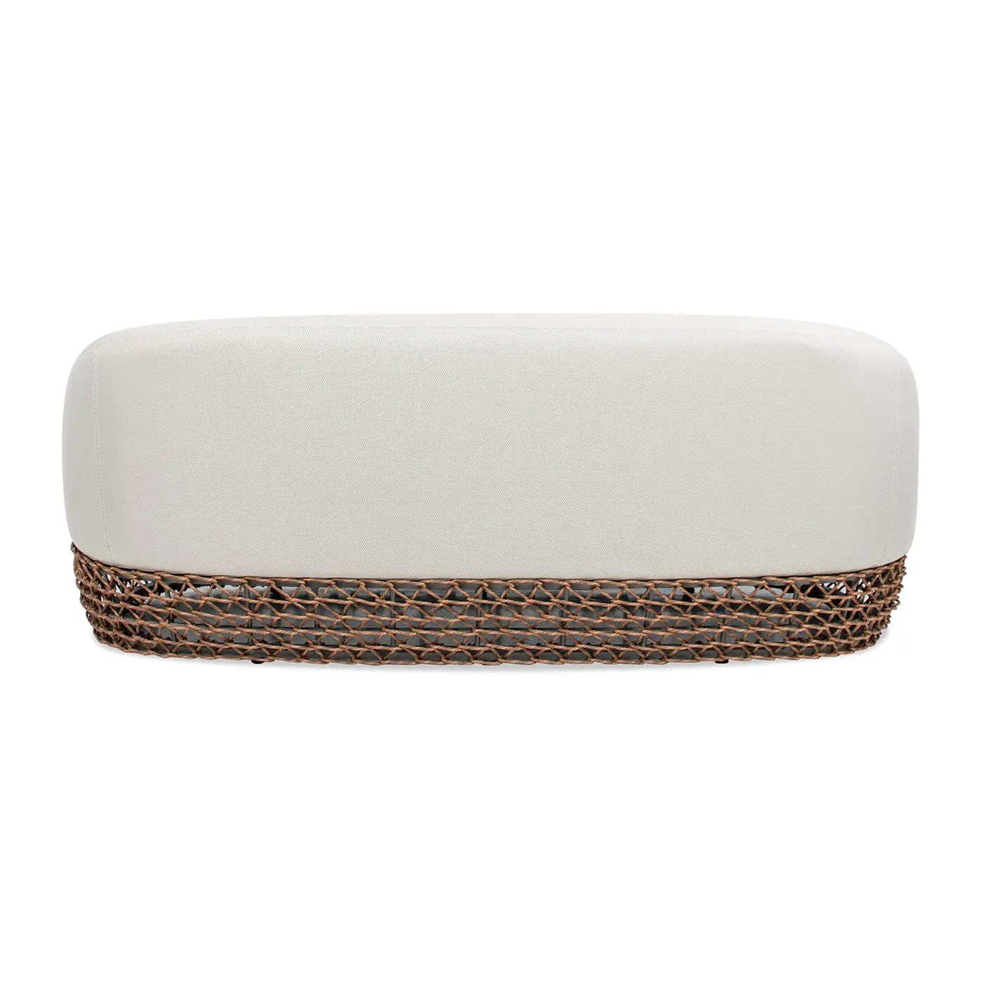 Willow upholstered patio deep seating sofa with white cushion and brown wicker base on Tampa Home & Garden Store