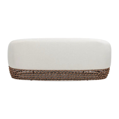 Willow upholstered patio deep seating sofa with white cushion and brown wicker base on Tampa Home & Garden Store