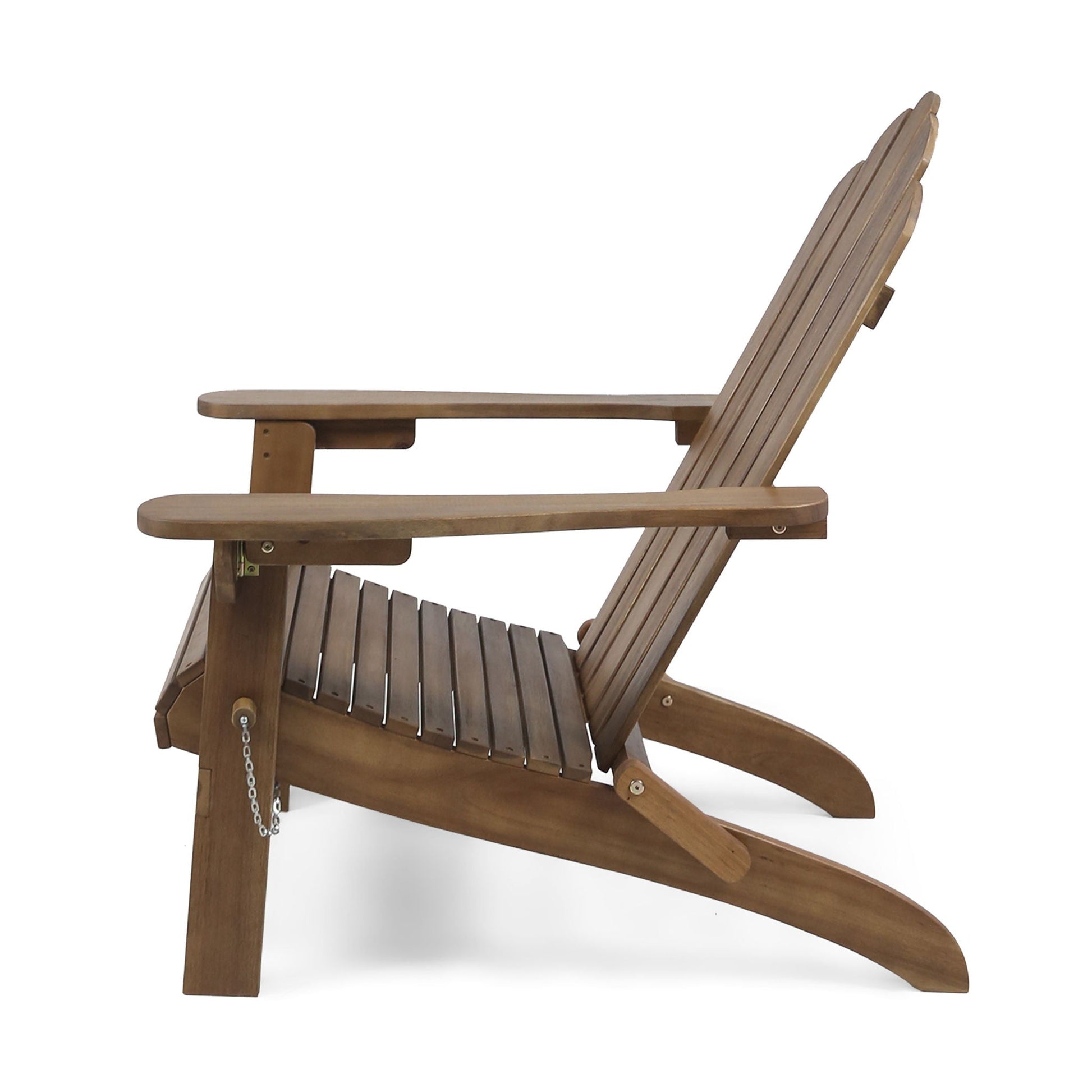 Aurascape outdoor acacia wood foldable Adirondack chair natural brown folding arm chair on Tampa Home & Garden Store