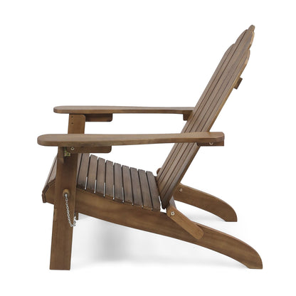 Aurascape outdoor acacia wood foldable Adirondack chair natural brown folding arm chair on Tampa Home & Garden Store