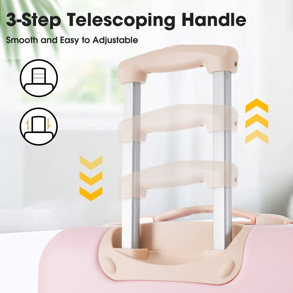 Hardside luggage set 2-piece in pink with beige telescoping handles on Tampa Home & Garden Store
