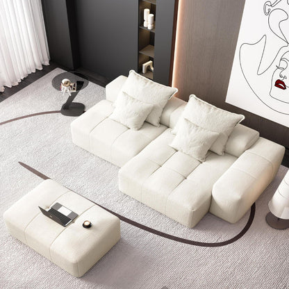 HouseOfZazla Modern oversized DIY modular sectional sofa with pillows in cream fabric on Tampa Home & Garden Store