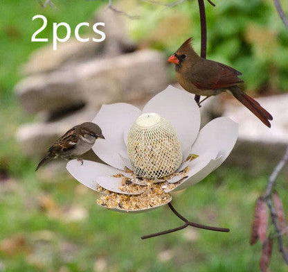 Garden Petal Shape Bird Feeder 2-pack with white flower petals and beige seed cup by Sell My Stuff on Tampa Home & Garden Store