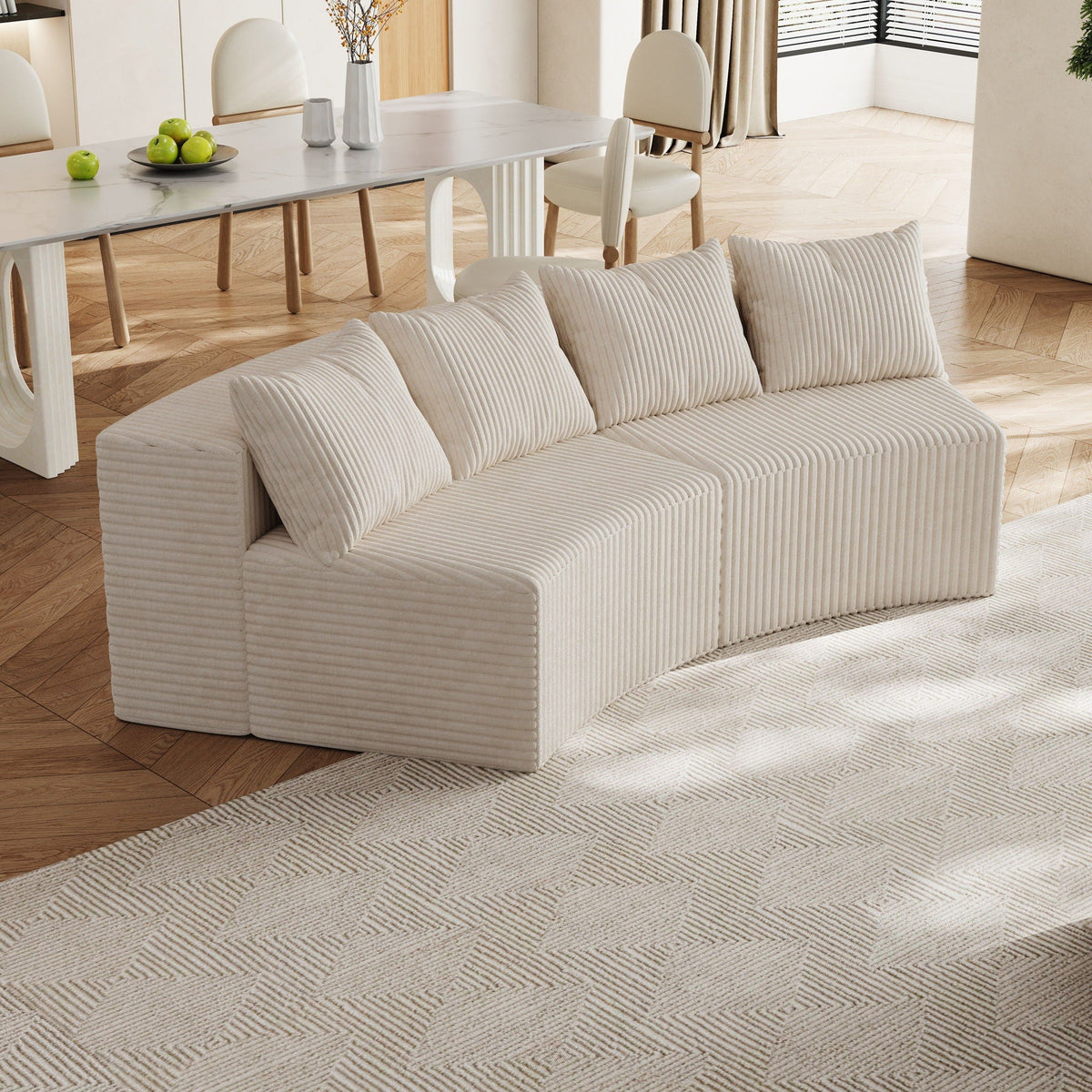 Curved Modular Sectional Sofa and Four Pillows