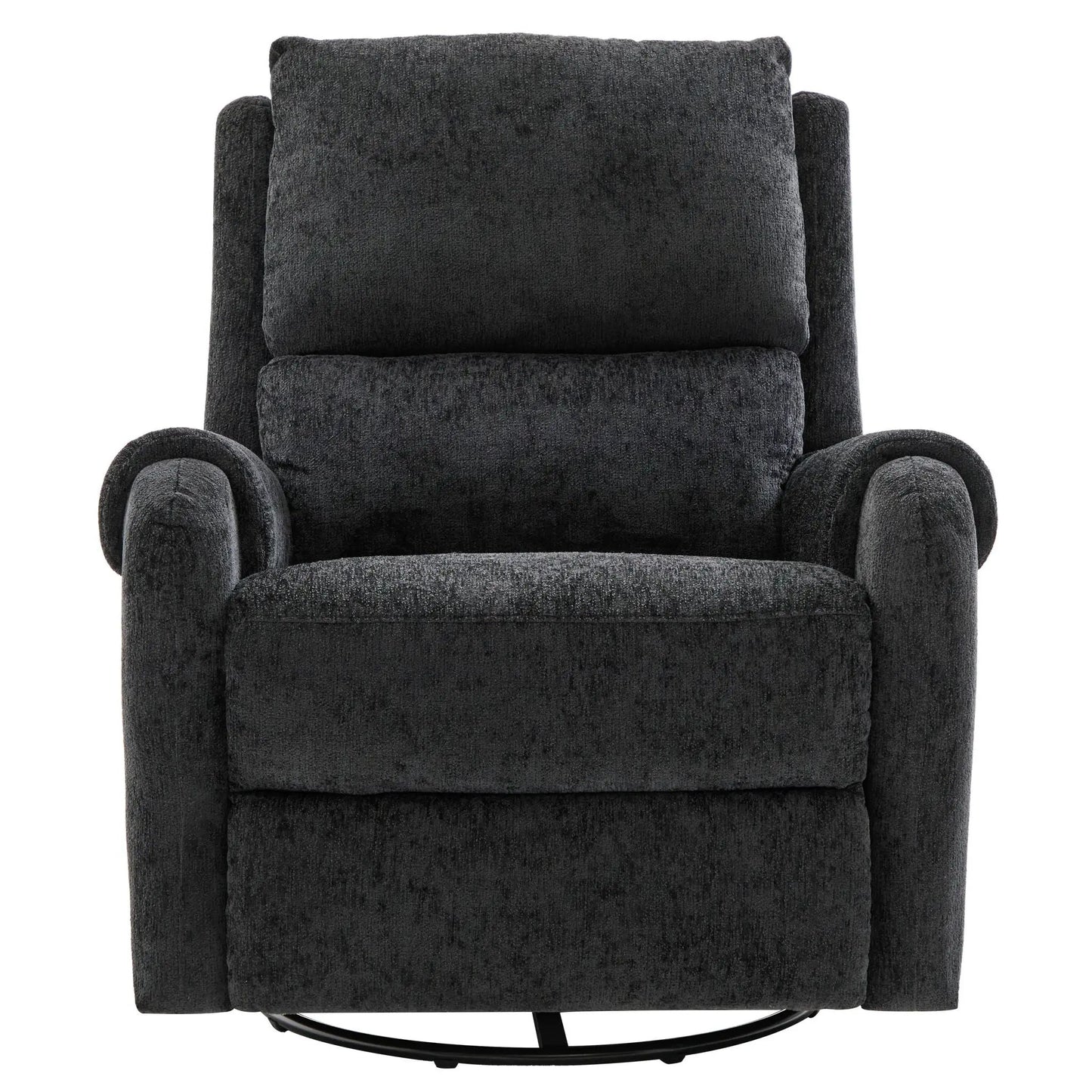 Manual recliner massage chair with swivel rocker in gray textured fabric round swivel base on Tampa Home & Garden Store
