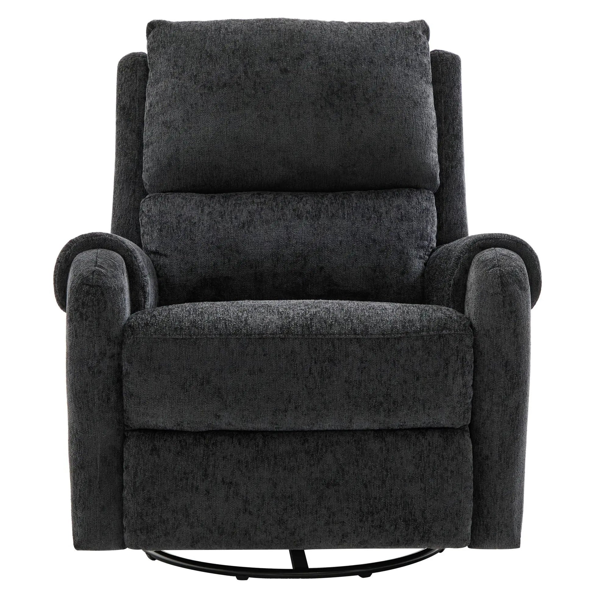 Manual recliner massage chair with swivel rocker in gray textured fabric round swivel base on Tampa Home & Garden Store