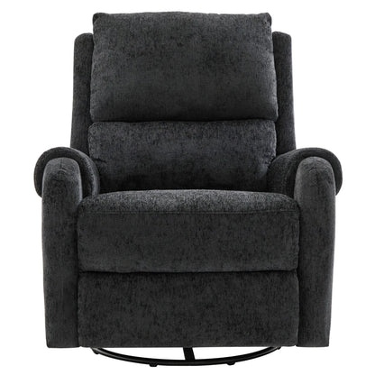 Manual recliner massage chair with swivel rocker in gray textured fabric round swivel base on Tampa Home & Garden Store