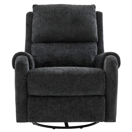 Manual recliner massage chair with swivel rocker in gray textured fabric round swivel base on Tampa Home & Garden Store