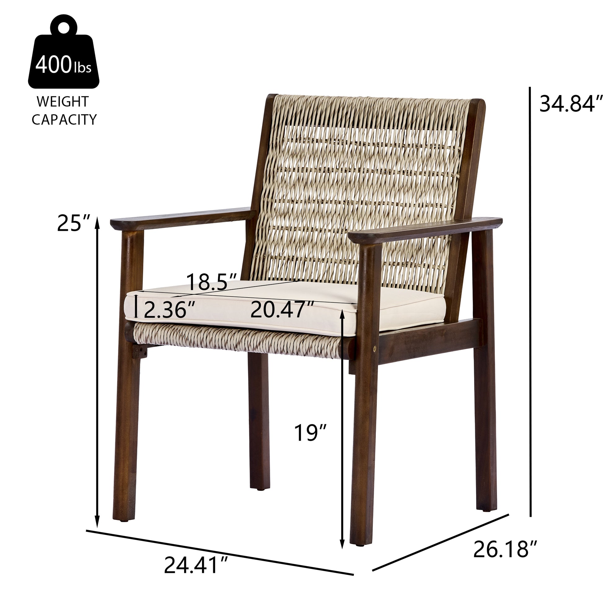 7 Piece Outdoor Acacia Wood Dining Set with Cushions HouseOfZazla; dark wood frame, beige cushions on Tampa Home & Garden Store on Tampa Home & Garden Store