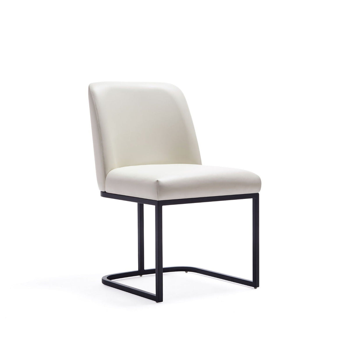 Serena Dining Chair with Geometric Metal Base ivory upholstery black frame HouseOfZazla on Tampa Home & Garden Store