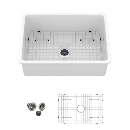 Rectangular deep single bowl undermount kitchen sink by HouseOfZazla with wire rack and drain on Tampa Home & Garden Store