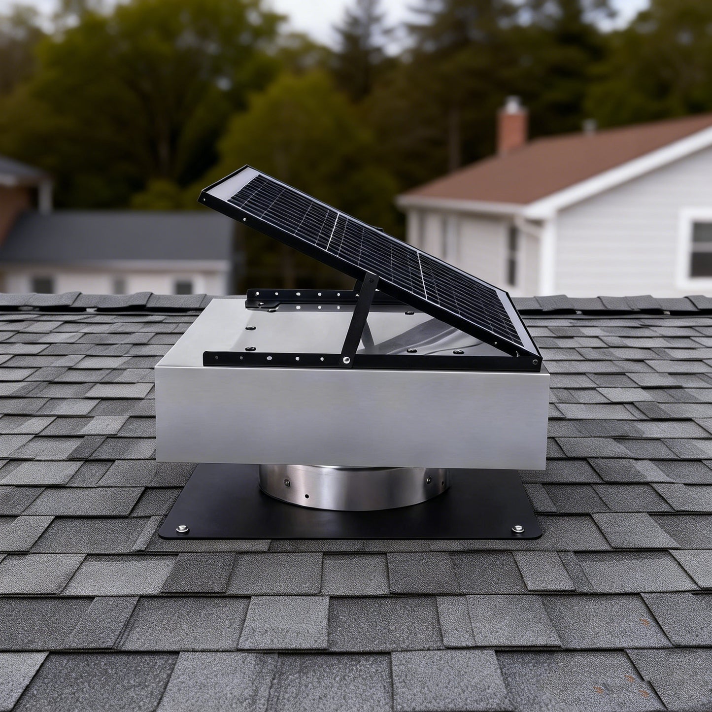 12-inch stainless steel solar roof vent fan with tilt-adjustable solar panel by HouseOfZazla on Tampa Home & Garden Store