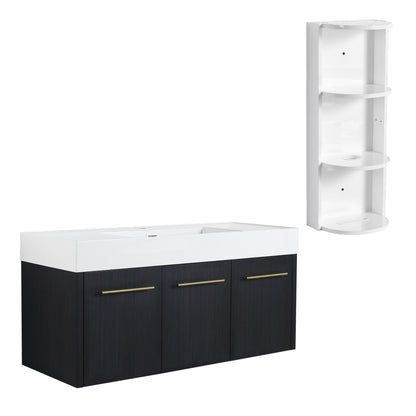 Modern 3-piece wall mounted vanity set with resin sink and storage rack by HouseOfZazla on Tampa Home & Garden Store