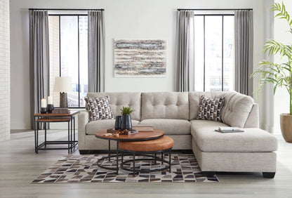Mahoney Sectional beige fabric Lshaped sofa; two round coffee tables on Tampa Home & Garden Store
