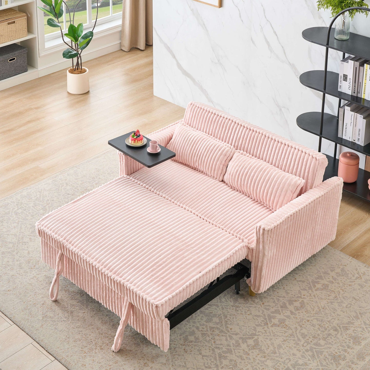 Pull Out Sofa With Movable Table and Usb Ports