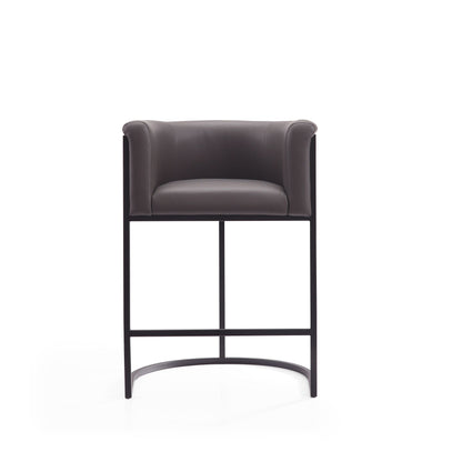 Cosmopolitan Stool with upholstered gray seat and black metal frame, counter height on Tampa Home & Garden Store