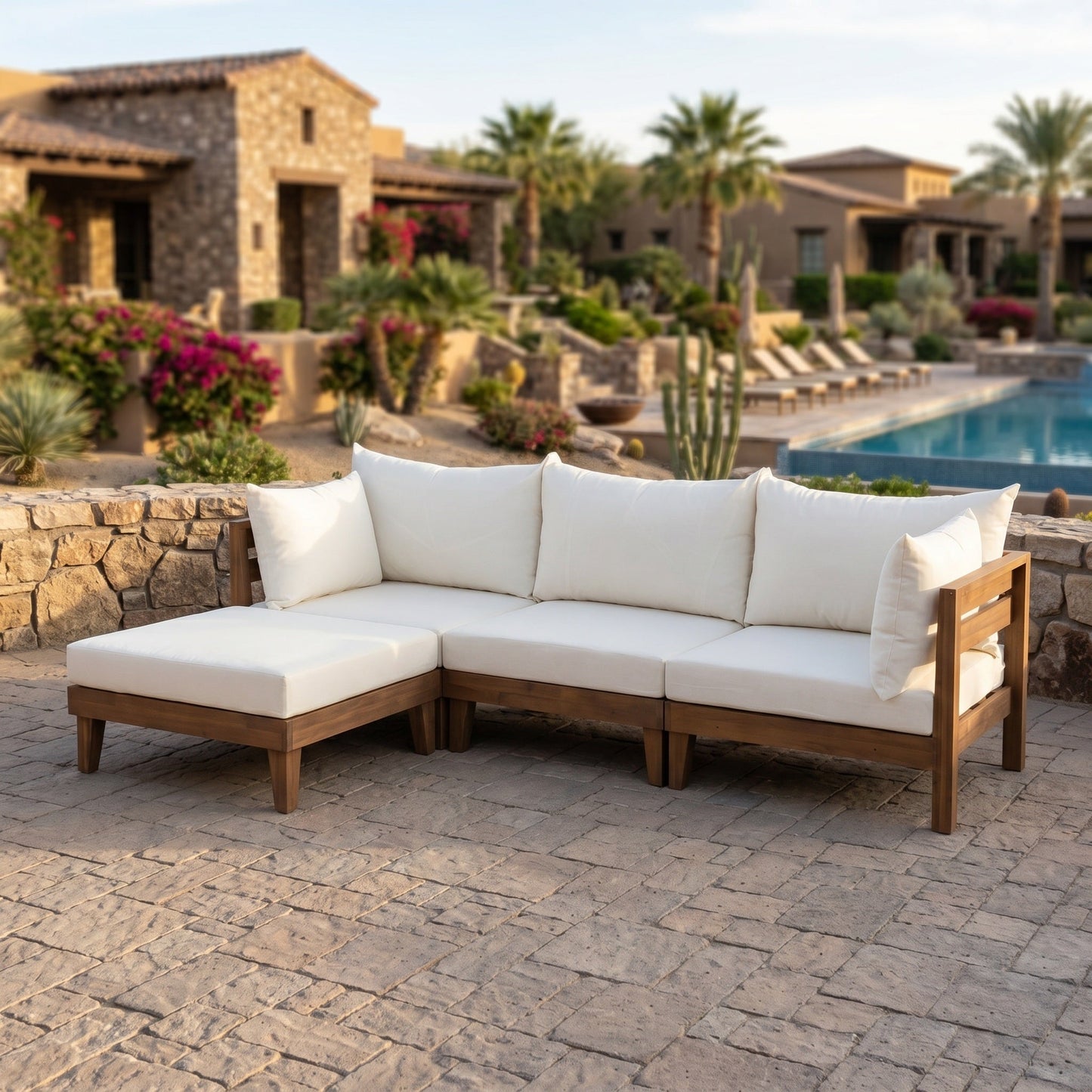 Topmax 6 Piece Acacia Wood Patio Sofa Set
