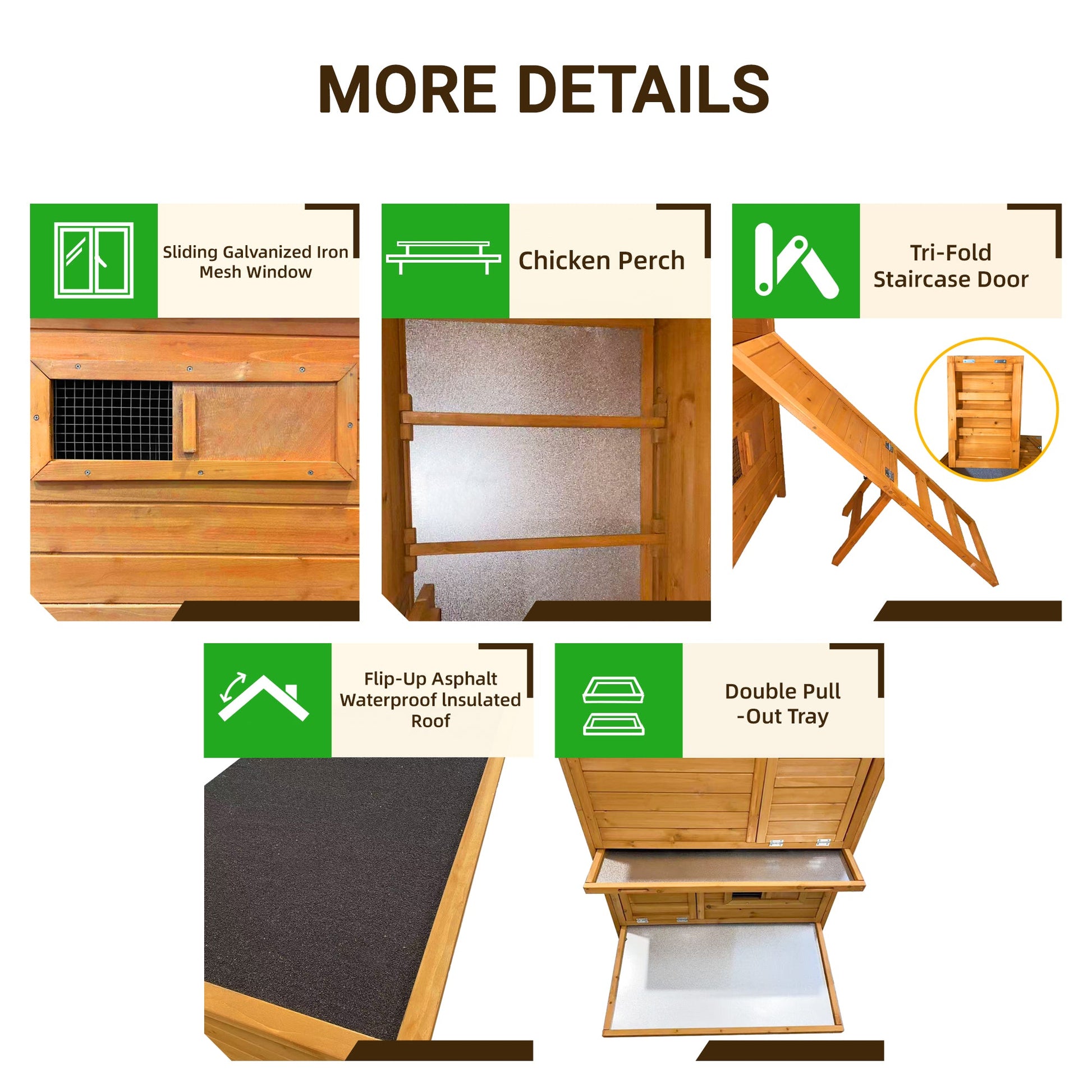 Double-House Wooden Chicken Coop for 6-8 Chickens by HouseOfZazla, natural wood finish on Tampa Home & Garden Store