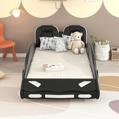 Race car shaped twin platform bed with wheels, pine wood by HouseOfZazla on Tampa Home & Garden Store