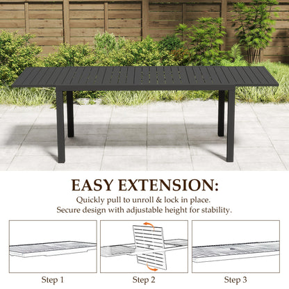 Extendable Aluminum Outdoor Dining Table for Home