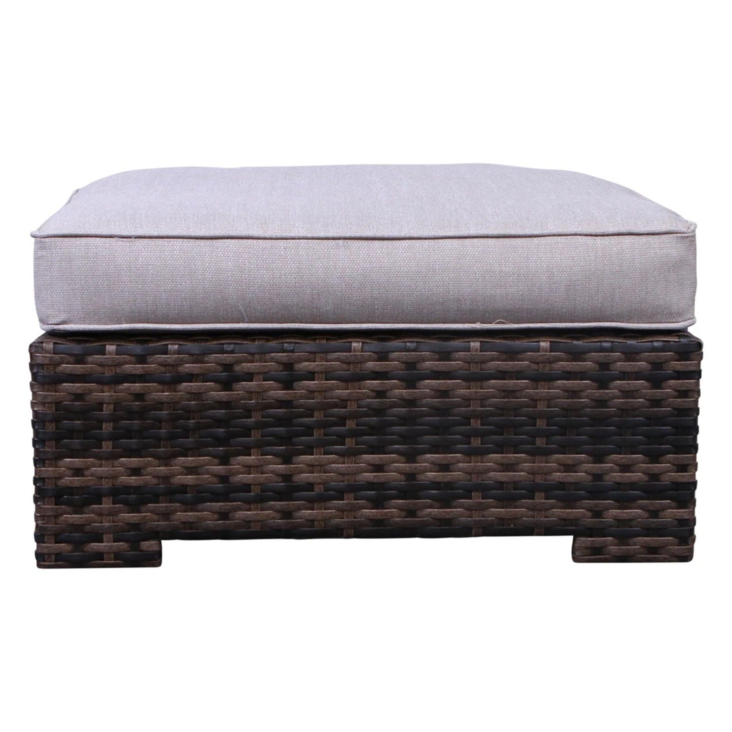 2-piece outdoor chair set with beige foam cushions on dark wicker base on Tampa Home & Garden Store