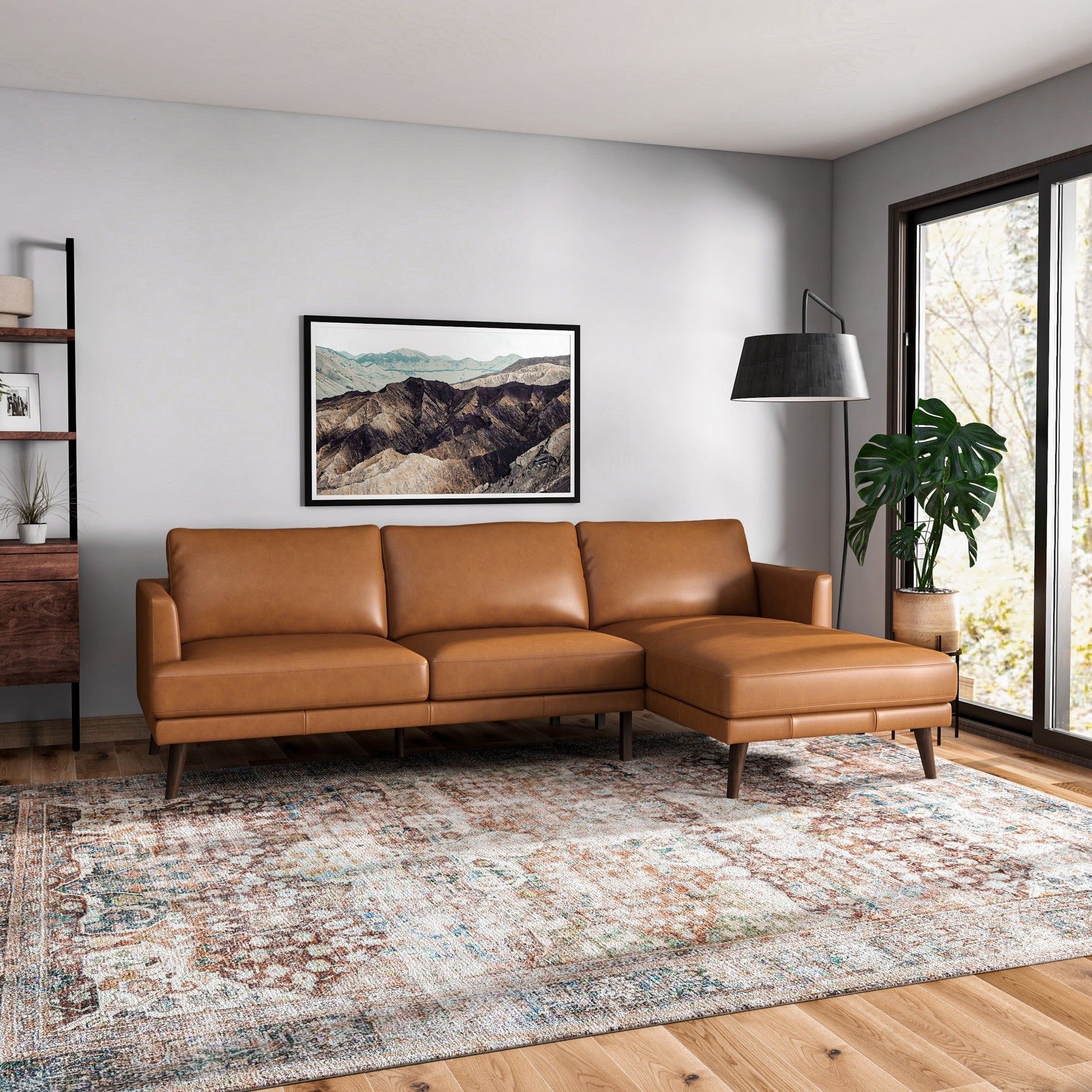 Lore L-Shaped sectional sofa by HouseOfZazla in tan leather on Tampa Home & Garden Store