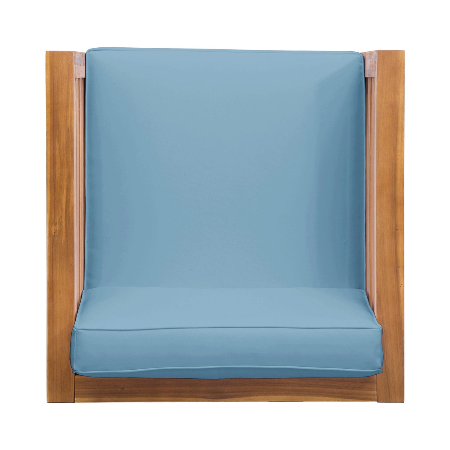 Outdoor Acacia Wood Patio Chair Cushion blue cushion natural wood frame HouseOfZazla on Tampa Home & Garden Store