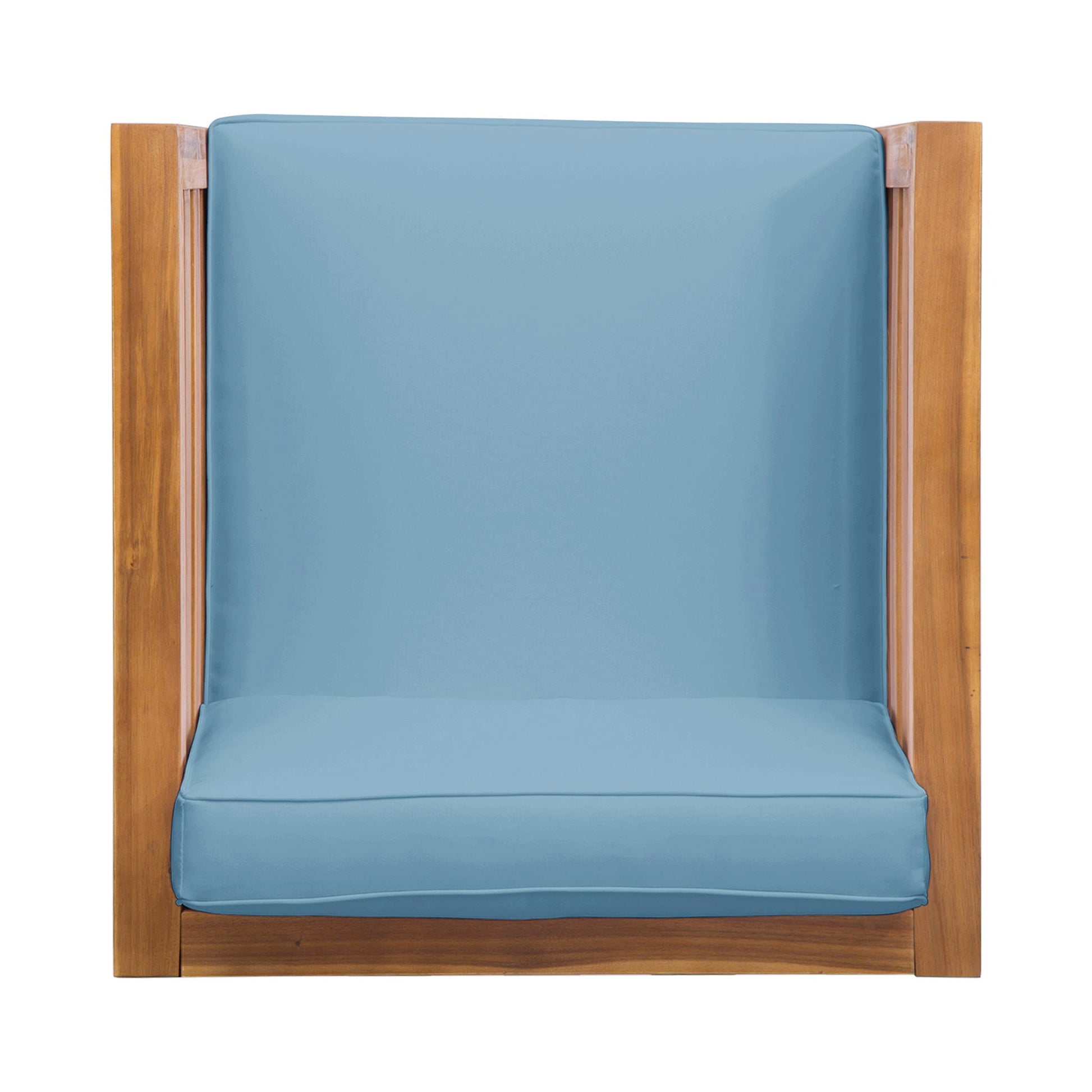 Outdoor Acacia Wood Patio Chair Cushion blue cushion natural wood frame HouseOfZazla on Tampa Home & Garden Store