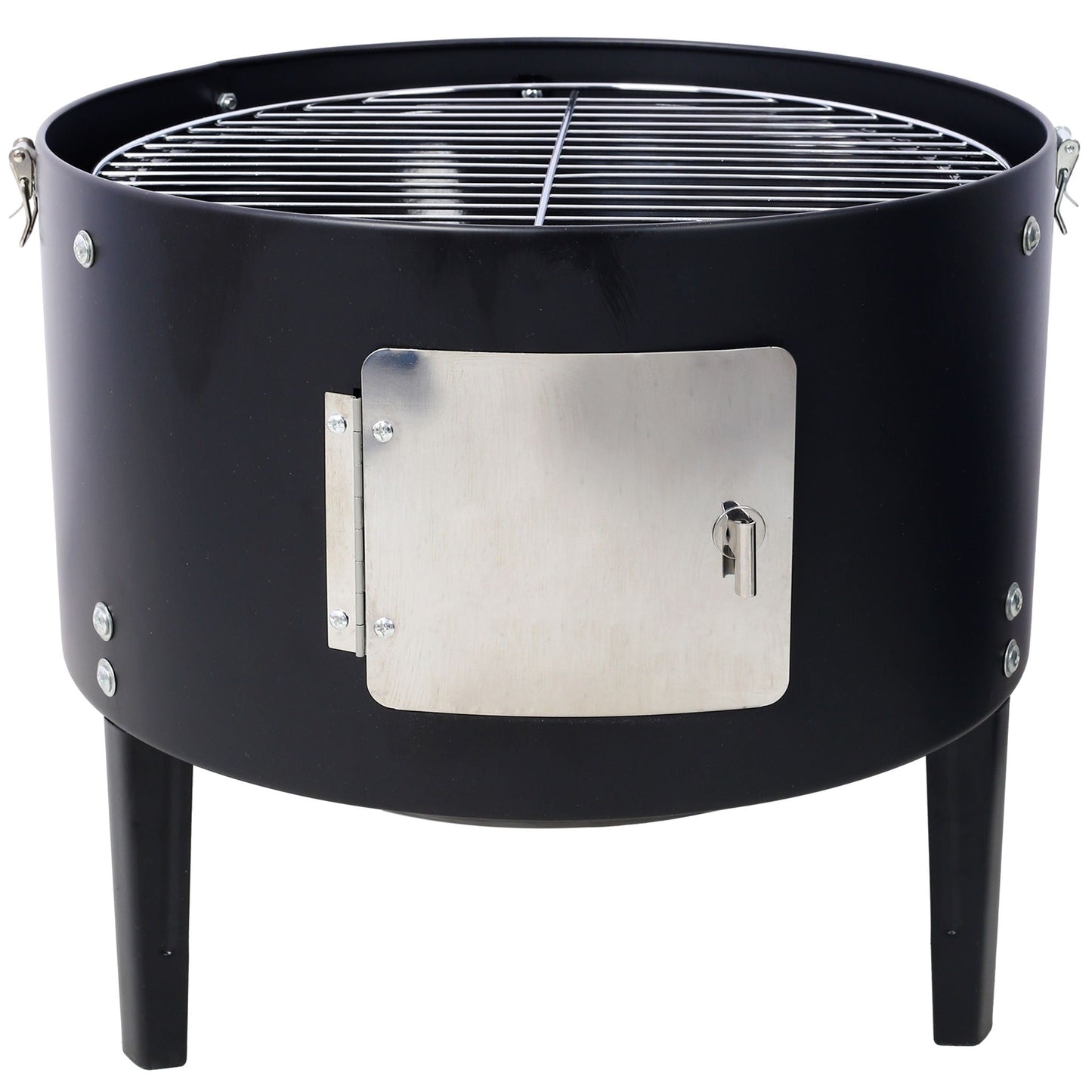 Heavy Duty Round Steel Charcoal Grill and Smoker