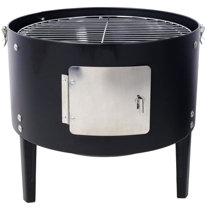 Heavy Duty Round Steel Charcoal Grill and Smoker