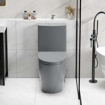 1 Piece Toilet with Tornado Flush Dual Flush ADA Height gray by HouseOfZazla on Tampa Home & Garden Store